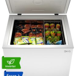 Congélateur coffre CHiQ 142L, 63,5 x 55,6 x 83,5cm, Congélateur Inverter, Affichage de la température extérieure, Mode de congélation rapide -32℃, Grille métallique,Faible bruit