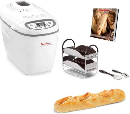 Moulinex Home Bread Baguette Roll Maker, 16 Programs, Even Results, Up to 1.5 kg Fresh Bread, Crispy Plates, 3 Levels of Frying, OW610110, White - Image 2