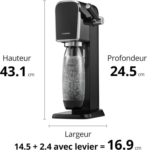 SodaStream ART Sparkling Water and Soda Machine | Pack of 1 Bottle 1 L + 1 Bottle 0.5 L Dishwasher Safe + 1 60L Gas Refill Clip On | Black [Amazon Exclusive] - Image 19