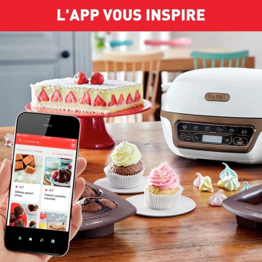 Tefal Machine à gateaux, 5 programmes automatiques pour réglage, 1 mode manuel, 3 moules flexibles, 1 grand moule en acier revêtu, Compatible avec moules Crispybake, Cake Factory+ KD802112 - Image 5