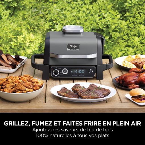 Ninja Woodfire Barbecue électrique et fumoir Pro XL avec thermomètre, barbecue et Air fryer d'extérieur 4-en-1 avec système Smart Cook et granulés Woodfire, portatif, gris/noir, OG850EU - Image 23