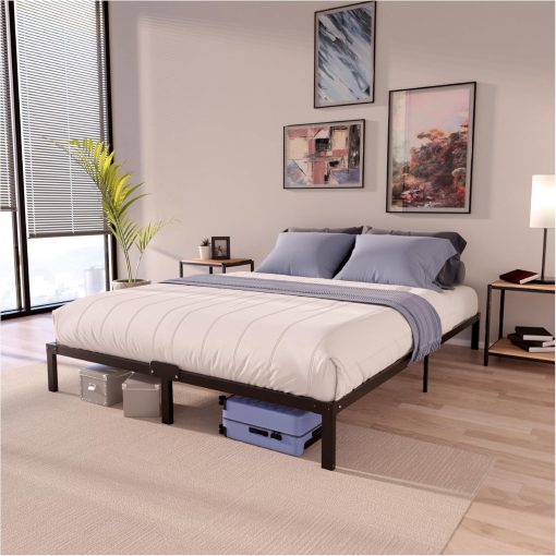 Dreamzie Cadre de Lit 160x200 avec Sommier - Sommier 160x200 avec Pieds - Hauteur de 35 cm - Structure Solide, Assemblage Facile et Espace de Rangement - Image 7