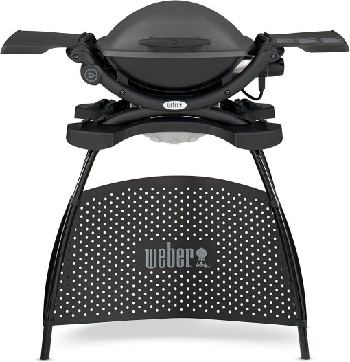 Weber Q1400 Barbecue électrique avec support, surface de cuisson 43 x 32 cm, nomade, grille en fonte émaillée divisée en 2 parties, couvercle et cuve en fonte d'aluminium - Gris foncé (52020853) - Image 2