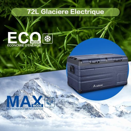 AAOBOSI 46 L Glaciere a Compression, Glaciere Electrique Double Zone, 12 V/24 V et 100-240 V Frigo Camping, -20 ℃ à 20 ℃, pour Voiture, Camion, Bateau, Camping-Car - Image 6