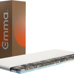 Emma Premium Mattress Topper 80 x 200 cm, 6 cm Thick, HRX Foam Reversible for Customised Comfort, Breathable and Washable with UltraDry Cover