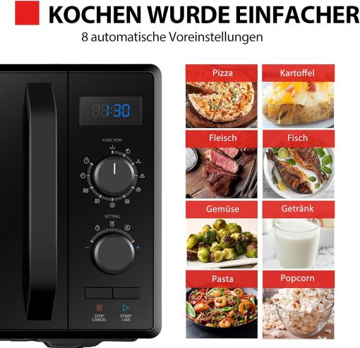 Toshiba Micro-Ondes 3-en-1 23L MW2-AG23PF(BK), Micro-ondes sur Pied avec Fonction Grill & Combi, Grill 900W/1000W, Fonction ECO, Plateau Tournant avec Mémoire de Position, Noir - Image 22