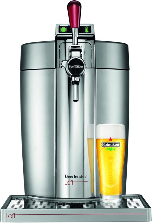 Krups Beertender Machine bière pression, F?ts de 5 L, Témoin lumineux, Bière fra?che, Installation facile, Indicateur température, Indicateur volume restant, Loft Edition Silver VB700E00