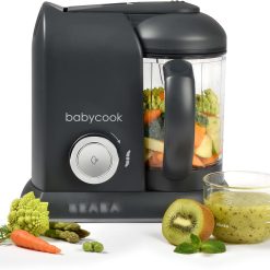 BéABA, Babycook Solo, Robot Bébé 4 en 1 Mixeur-Cuiseur, Cuisson Vapeur, Diversification alimentaire, Petits pots bébé maison, Noir