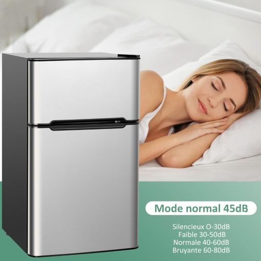Réfrigérateur Compact Mini-réfrigérateur 90 L Congélateur Séparé avec Design à 2 Portes Fonctionnement Silencieux Blanc/Gris/Noir - Image 12