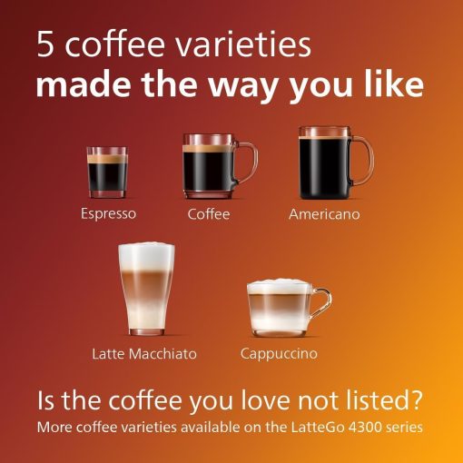 PHILIPS 4400 Series Fully Automatic Espresso Machine – 12 Hot & Iced Coffees, Quick-to-Clean LatteGo Milk System, SilentBrew, QuickStart, Ceramic Grinder, Black Chrome (EP4444/90) - Image 13