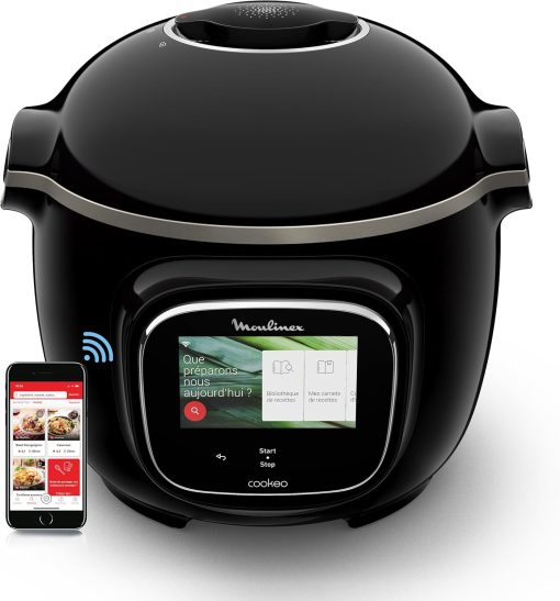 Moulinex Cookeo Touch Wifi Multicuiseur intelligent, Cuve 6 L, Haute pression, Guide pas à pas, 250 recettes intégrées, Application Moulinex CE902800, Noir - Image 2