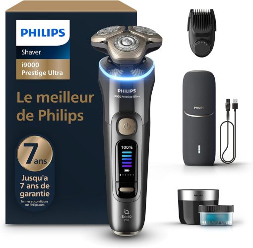 Philips Rasoir i9000 Prestige Ultra, Rasoir électrique 100% étanche, Technologie Skin IQ Pro, Système Triple Lift & Cut, Lames de précision NanoTech rotatives 360°, 5 modes de rasage, XP9401/38 - Image 3