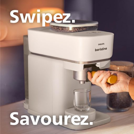 Philips Baristina Machine à expresso - Un véritable expresso, en toute simplicité - Compacte - 16 bars de pression - Broyeur intégré - Machine blanche avec porte-filtre blanc (BAR300/00) - Image 21