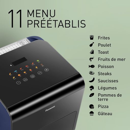 Panasonic NF-CC500SXE AirFryer Friteuse sans huile avec Hublot, 5L, 80-200°C, Minuterie Numérique et écran LCD, Vapeur Douce, 11 Préréglages, Nettoyage Facile, Gris Mat - Image 8