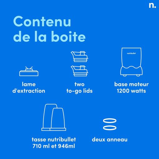 Nutribullet Pro 1200, Blender électrique, Broyeur, Smoothie Blender, Blender multifonctions, puissance 1200w, verres 700ml et 900ml, noir, NB120MB - Image 18