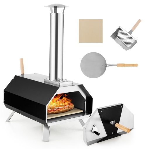 Four à Pizza Extérieur en Acier Inoxydable avec Pierre à Pizza de 30,5cm Four à Bois pour Pizza avec Pelle Pare-feu Pieds Pliables - Image 3