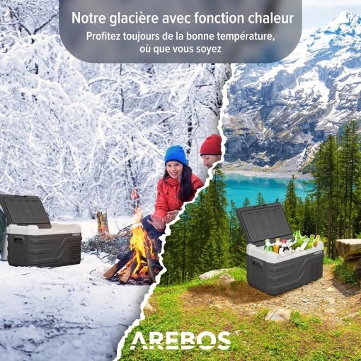 Arebos Glacière compresseur 26 l | Glacière électrique avec application et contr?le intelligent | Réfrigérateur mobile avec port USB | jusqu'à -20 °C | 12/24 V 230 V | Pour voiture, camion, camping, - Image 3
