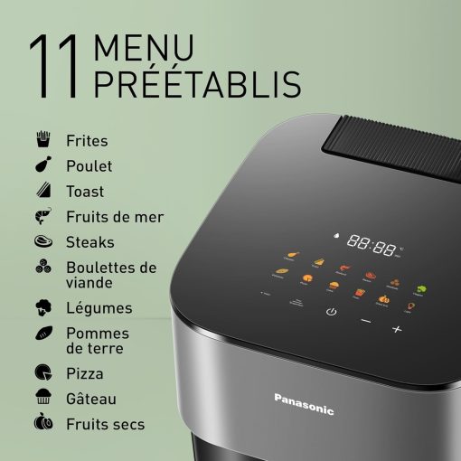 Panasonic NF-CC500SXE AirFryer Friteuse sans huile avec Hublot, 5L, 80-200°C, Minuterie Numérique et écran LCD, Vapeur Douce, 11 Préréglages, Nettoyage Facile, Gris Mat - Image 18