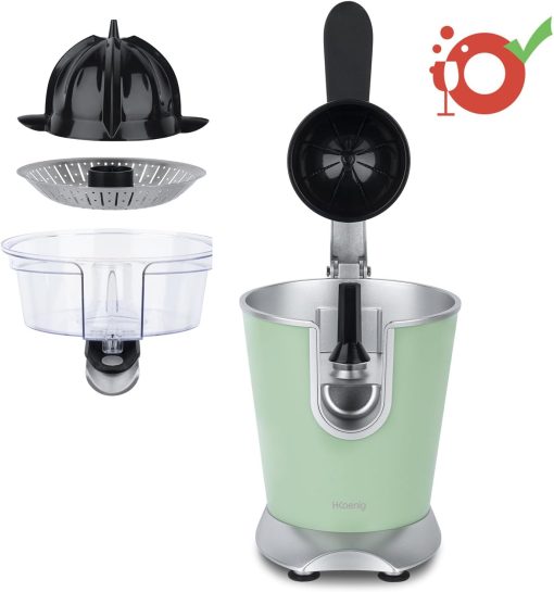 H.Koenig AGR80 160W Professional Electric Citrus Juicer Stainless Steel Lever and Filter Drip Free BPA Free Dishwasher Safe Parts - Image 14