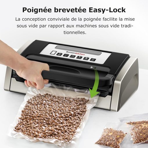 Bonsenkitchen Powerful and Quiet Food Vacuum Sealer with Globefish Technology for Continuous Work, Locked Handle Design, Integrated Cutter, 2 Rolls of Bags Included - Image 15