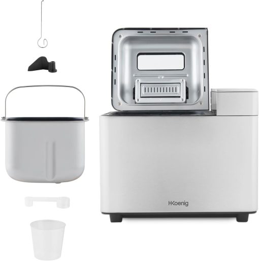 H.Koenig BAKE440 Bread Machine, 15 Programmes, 3 Bread Sizes, Up to 1 kg of Bread, Start Preselection/Keep Warm Function, Cereal Dispenser, Removable Container, Non-Stick Coating, LCD Display, 600 W - Image 4