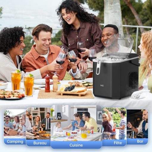 WIE Ice Maker, 12kg in 24h, Quiet Counter Top Ice Maker with Ice Scoop, Self-Cleaning and Portable Ice Maker for Home/Kitchen/Camping - Image 8