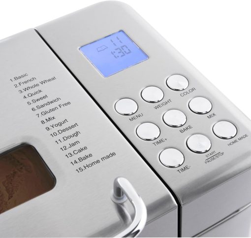 H.Koenig BAKE440 Bread Machine, 15 Programmes, 3 Bread Sizes, Up to 1 kg of Bread, Start Preselection/Keep Warm Function, Cereal Dispenser, Removable Container, Non-Stick Coating, LCD Display, 600 W - Image 6