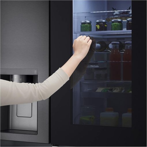 LG GSXV91MCAF Réfrigérateur combiné - Side by Side, 635L, InstaView, Total No-Frost, Compartiment congélation, Distributeur d'eau et glace UVnano, Compresseur Inverter Linear, Wi-Fi, Noir, Classe F - Image 3