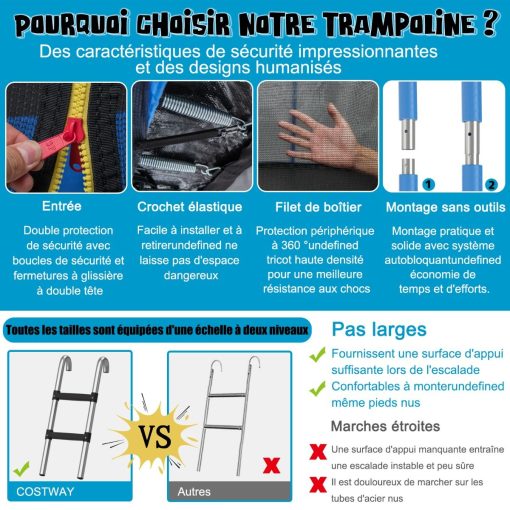 Trampoline d'Extérieur ?366 cm Trampoline avec Panier de Basket Filet de Protection Trampoline pour Enfants et Adultes - Image 4