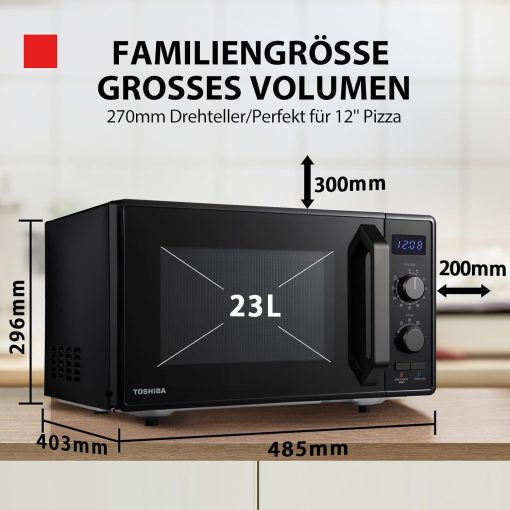 Toshiba Micro-Ondes 3-en-1 23L MW2-AG23PF(BK), Micro-ondes sur Pied avec Fonction Grill & Combi, Grill 900W/1000W, Fonction ECO, Plateau Tournant avec Mémoire de Position, Noir - Image 19