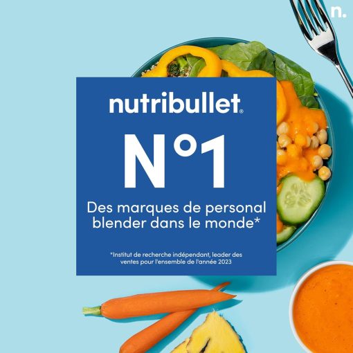 Nutribullet Pro 1200, Blender électrique, Broyeur, Smoothie Blender, Blender multifonctions, puissance 1200w, verres 700ml et 900ml, noir, NB120MB - Image 8