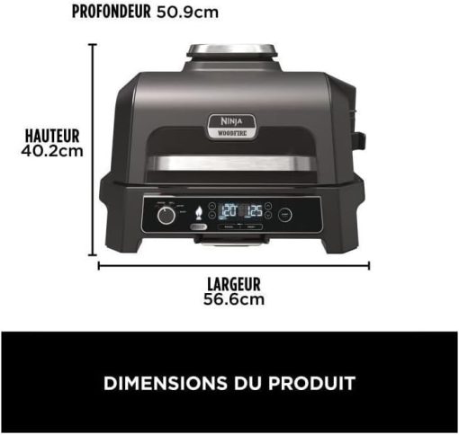 Ninja Woodfire Barbecue électrique et fumoir Pro XL avec thermomètre, barbecue et Air fryer d'extérieur 4-en-1 avec système Smart Cook et granulés Woodfire, portatif, gris/noir, OG850EU - Image 34