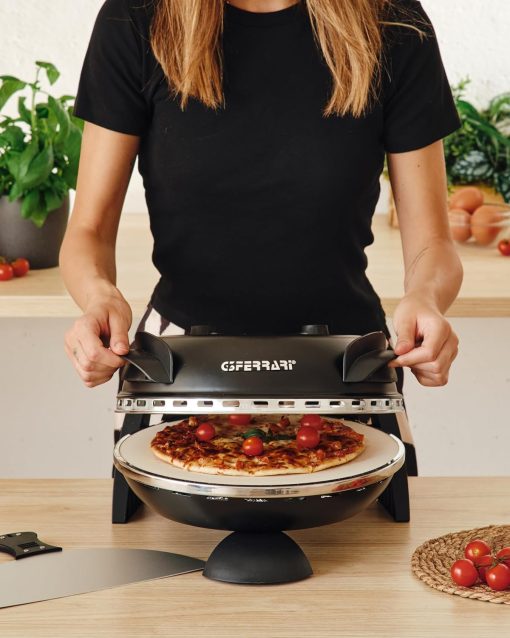 G3 Ferrari G10006 Pizza Express Delizia, 1200 W Pizza Oven, Adjustable Thermostat up to 400°C, Cooks Tasty Pizza in 5 Minutes, Double Resistance, Recipe Book and Spatulas Included - Black - Image 4