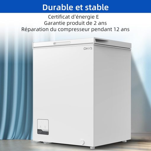 Congélateur coffre CHiQ 142L, 63,5 x 55,6 x 83,5cm, Congélateur Inverter, Affichage de la température extérieure, Mode de congélation rapide -32℃, Grille métallique,Faible bruit - Image 7