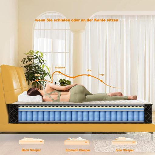MOLPHIT Oeko-TEX Certified Mattress 90 x 190 cm, Thickness 25 cm, Independent Pocket Sprung Mattress, Adult and Children's Bed Mattress, Single Mattress, Perfect Support, Durable and Quiet - Image 30