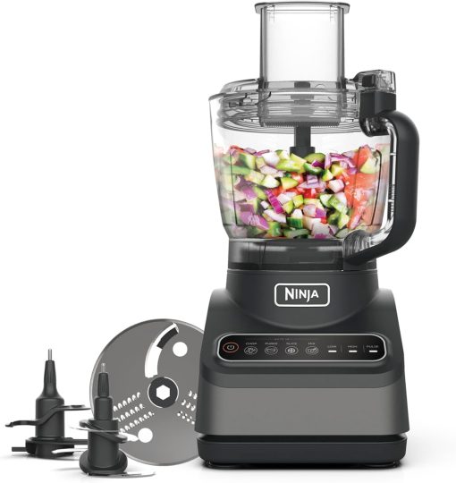 Ninja Robot de cuisine avec 4 programmes automatiques ; hacher, réduire en purée, trancher, mélanger, et 3 vitesses manuelles, bol de 2,1L, 850W, lave-vaisselle, noir BN650EU