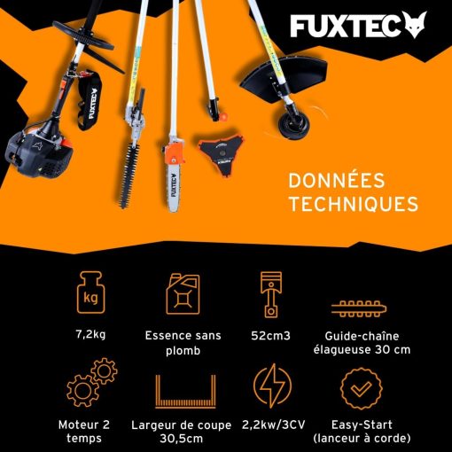 Fuxtec Débroussailleuse Thermique Multifonction 5 en 1 Multitool FX-MT152E - Easy Starter 3CV 52 cm3, Moteur 2 Temps, élagueuse Taille Haie Coupe Bordure Avec Fil ou Lame 1 Mètre Rallonge - Image 24