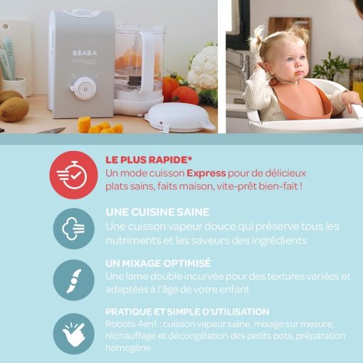 BéABA, Babycook Solo, Robot Bébé 4 en 1 Mixeur-Cuiseur, Cuisson Vapeur, Diversification alimentaire, Petits pots bébé maison, Noir - Image 38