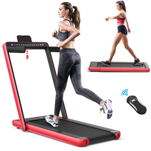 Tapis de Course Pliable 0,75HP Double Affichage LED APP et Télécommande Vitesse Motorisé 12 km/h Surface 40x100cm Rouge - Image 3
