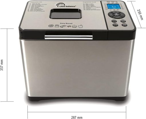 Little balance 8398 Easy Bread, Bread maker, baguettes, buns, 19 programs, Up to 1 kg, All Stainless Steel - Image 2