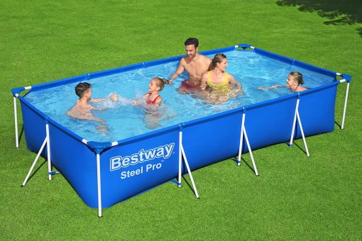 Bestway Steel Pro Frame Piscine carrée sans pompe en acier Bleu 400 x 211 x 81 cm bleu 56405 - Image 2
