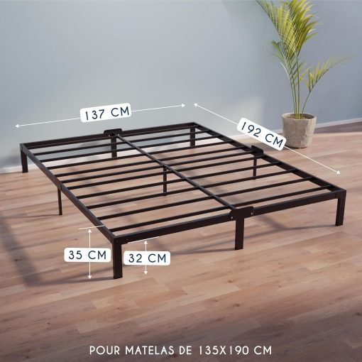 Dreamzie Cadre de Lit 160x200 avec Sommier - Sommier 160x200 avec Pieds - Hauteur de 35 cm - Structure Solide, Assemblage Facile et Espace de Rangement - Image 23