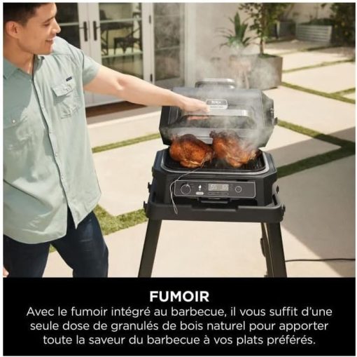 Ninja Woodfire Barbecue électrique et fumoir Pro XL avec thermomètre, barbecue et Air fryer d'extérieur 4-en-1 avec système Smart Cook et granulés Woodfire, portatif, gris/noir, OG850EU - Image 36