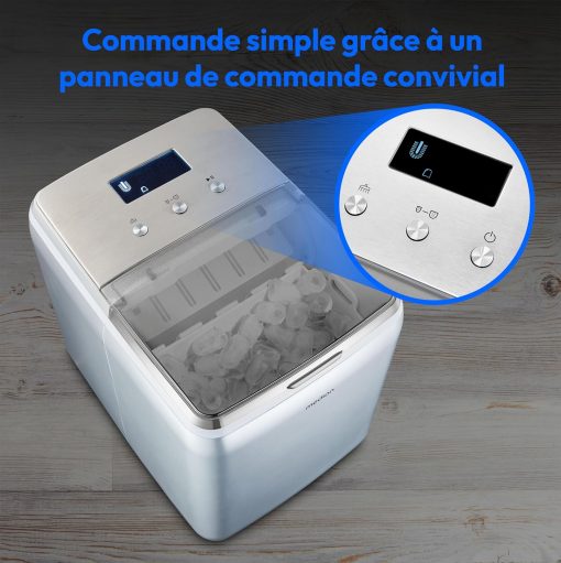 MEDION Ice maker (ice cube size small & large, 2.6 litre water tank, short production time approx. 10 minutes, crystal clear ice cubes, self-cleaning, control window, screen, - Image 5