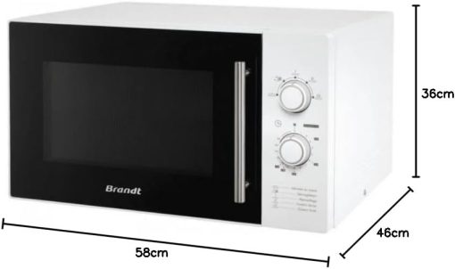 Brandt SM2602W Four à Micro Ondes Classique Pose Libre 26 L 900 W Blanc et Noir - Image 2
