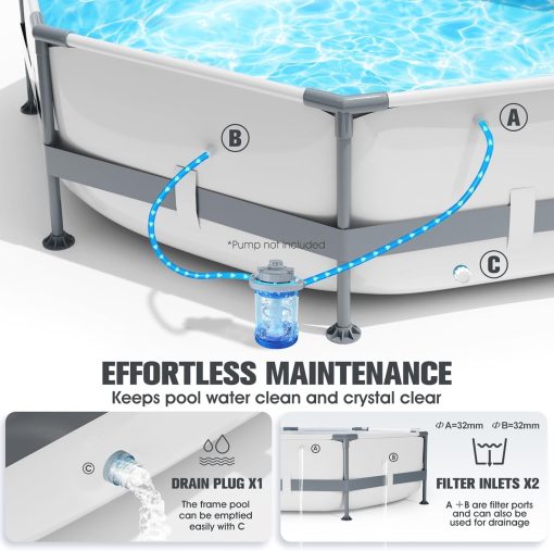 LanBlu Piscine Tubulaire Ronde 300 x 300 x 76cm, Piscine Hors Sol Ronde avec Matériau Anti-Crevaison, Grande Piscines Steel Frame Adulte Vidange Rapide, Piscines Tubulaire Jardin pour Toute la Famille - Image 6
