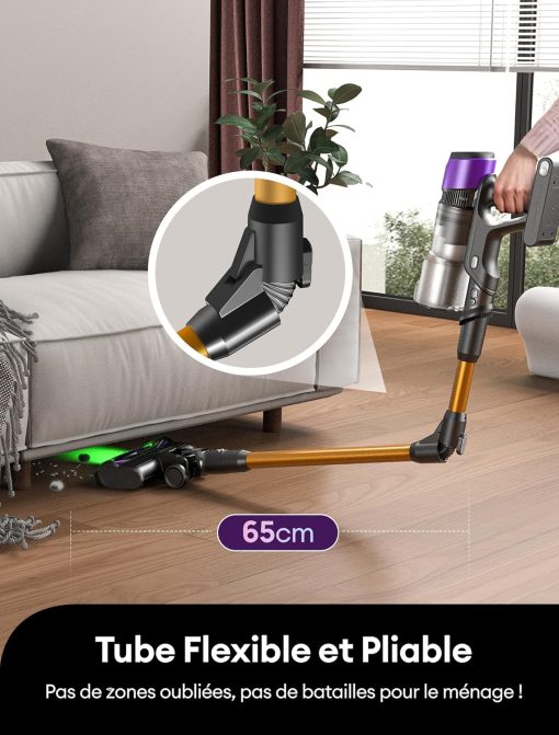 Ultenic U20 Aspirateur Balai sans Fil, 55kPa/60min Aspirateur sans Fil, Technologie GreenEye, Tube Pliable, Brosse de Sol TangleTame, Puissant pour Poils Animaux, Sol Dur et Voiture - Image 4