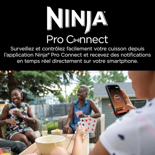 Ninja Woodfire Barbecue électrique et fumoir Pro XL avec thermomètre, barbecue et Air fryer d'extérieur 4-en-1 avec système Smart Cook et granulés Woodfire, portatif, gris/noir, OG850EU - Image 8