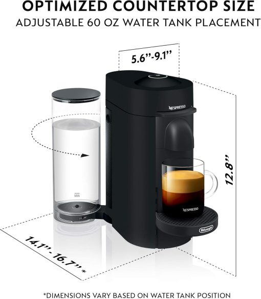Nespresso Vertuo Plus Deluxe Coffee and Espresso Maker by De'Longhi, Matte Black - Image 3