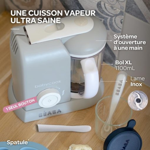 BéABA, Babycook Solo, Robot Bébé 4 en 1 Mixeur-Cuiseur, Cuisson Vapeur, Diversification alimentaire, Petits pots bébé maison, Noir - Image 46
